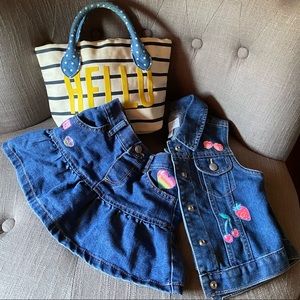 Jean Skirt & Vest Set